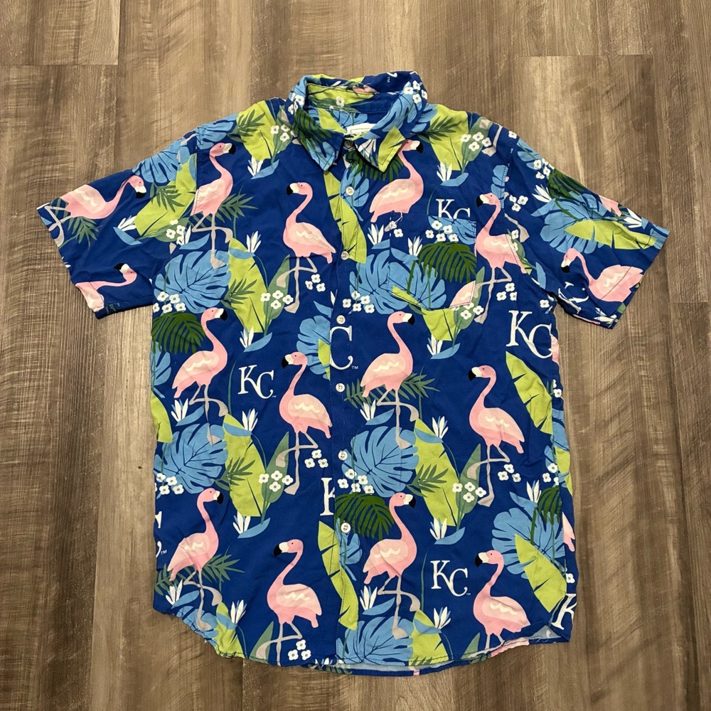2S - KANSAS CITY ROYALS MLB BASEBALL FLAMINGO HAWAIIAN SHIRT